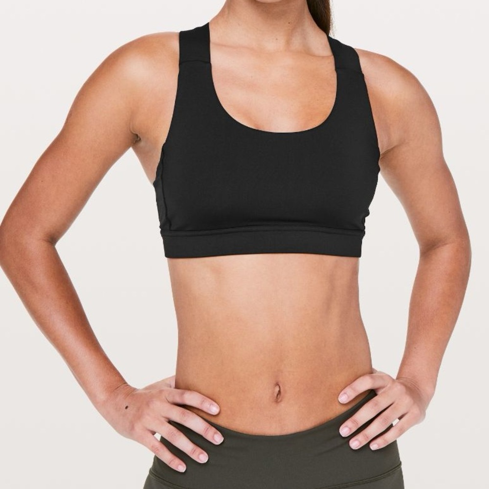 Lululemon All Sport Bra, Solid Black, Criss Cross,  Size 4